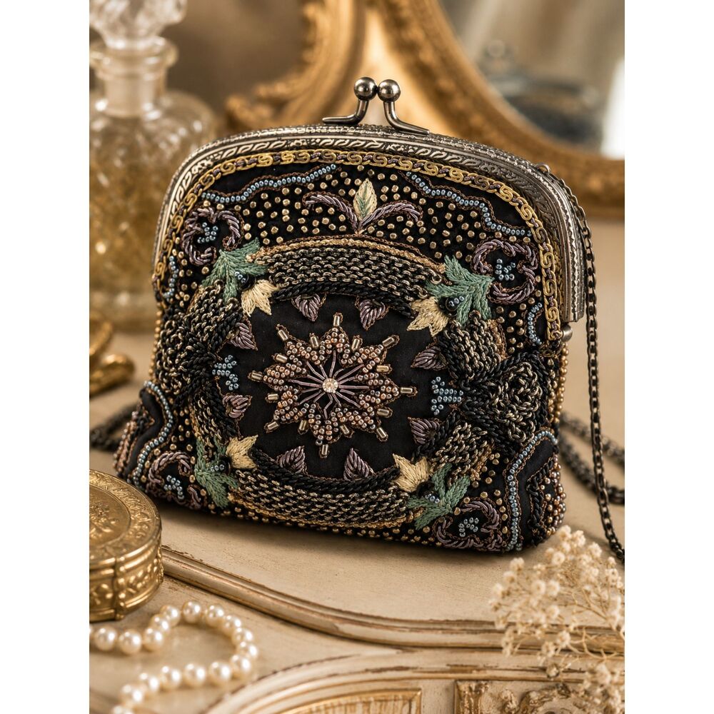 Vintage Peruvian Connection Moyna Couture Evening Bag Artisan Victorian Revival